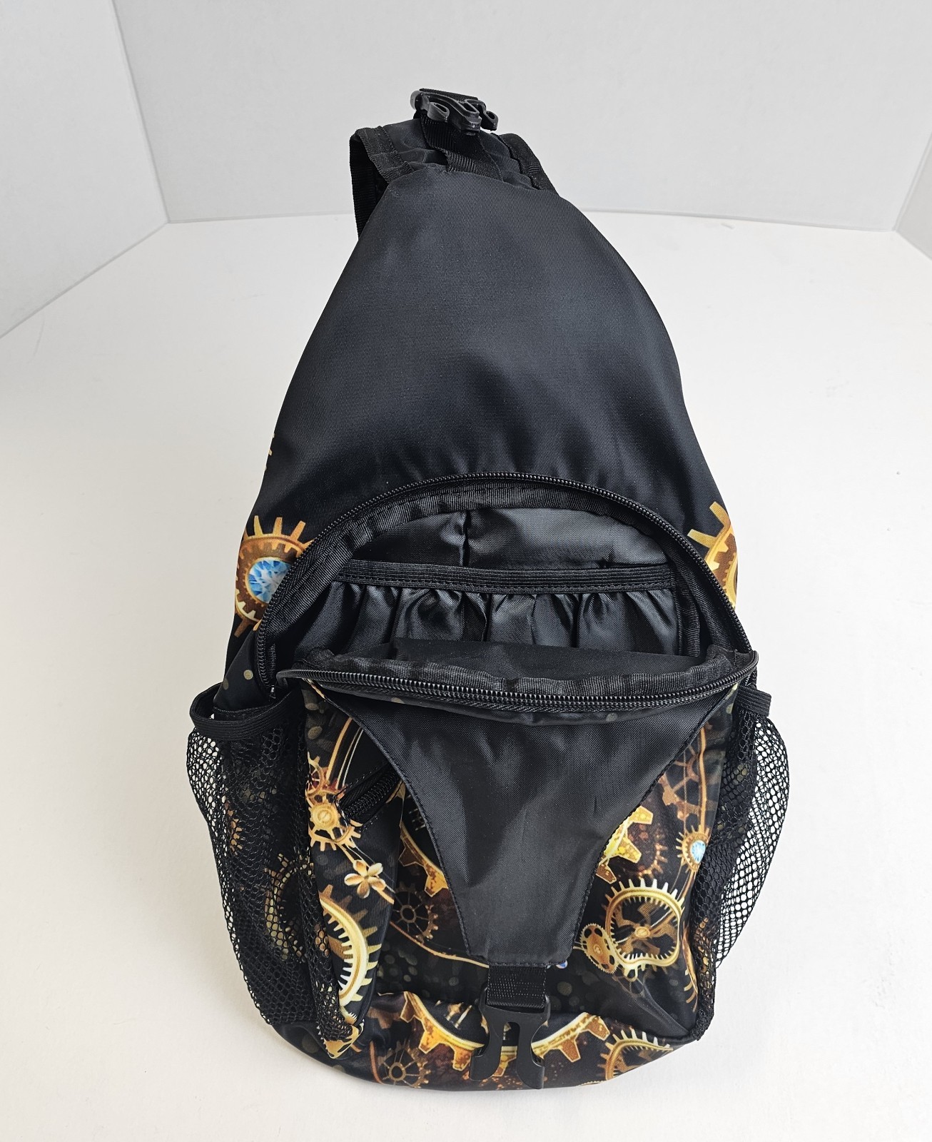 Steampunk Crossbody Bag Chest Sling Backpack Vintage Clock Travel Hiking Unisex