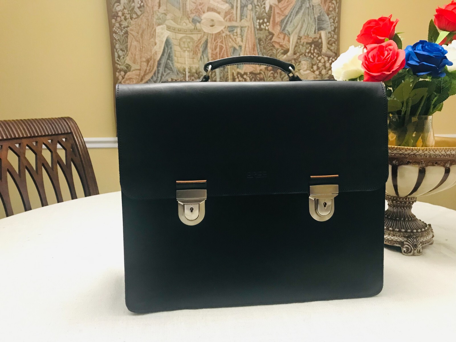 ORIGINAL BREE Heavy Black Leather Briefcase / Satchel / Portfolio – GERMANY