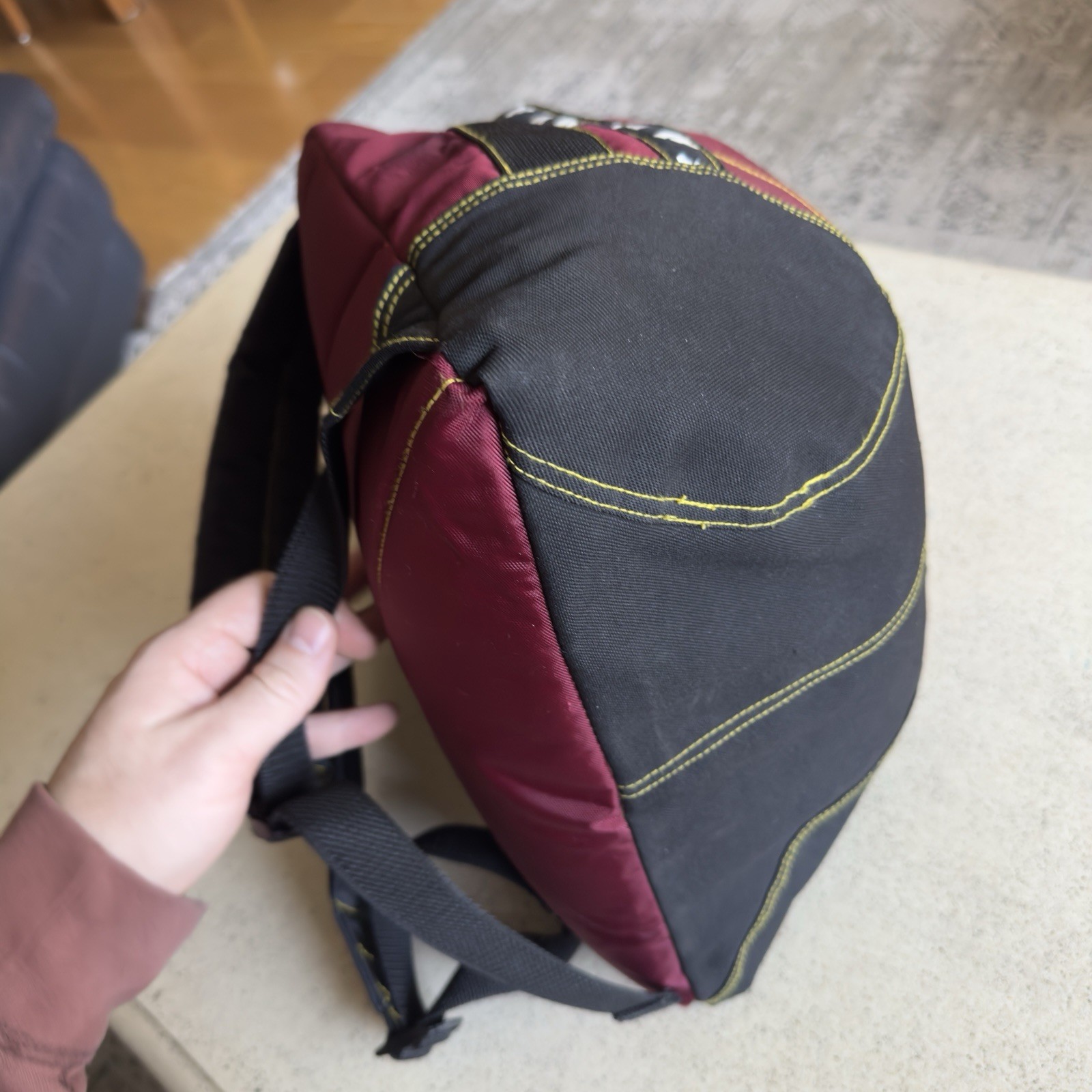 Vintage adidas 90s Backpack Burgundy Retro Sports Bag Tape 3 Stripe 18x13x7