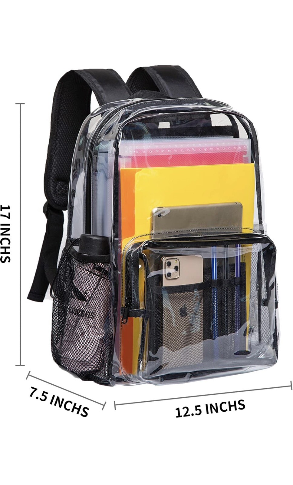 Clear Backpack Vorspack Heavy Duty PVC Transparent Backpack with Reinforced…