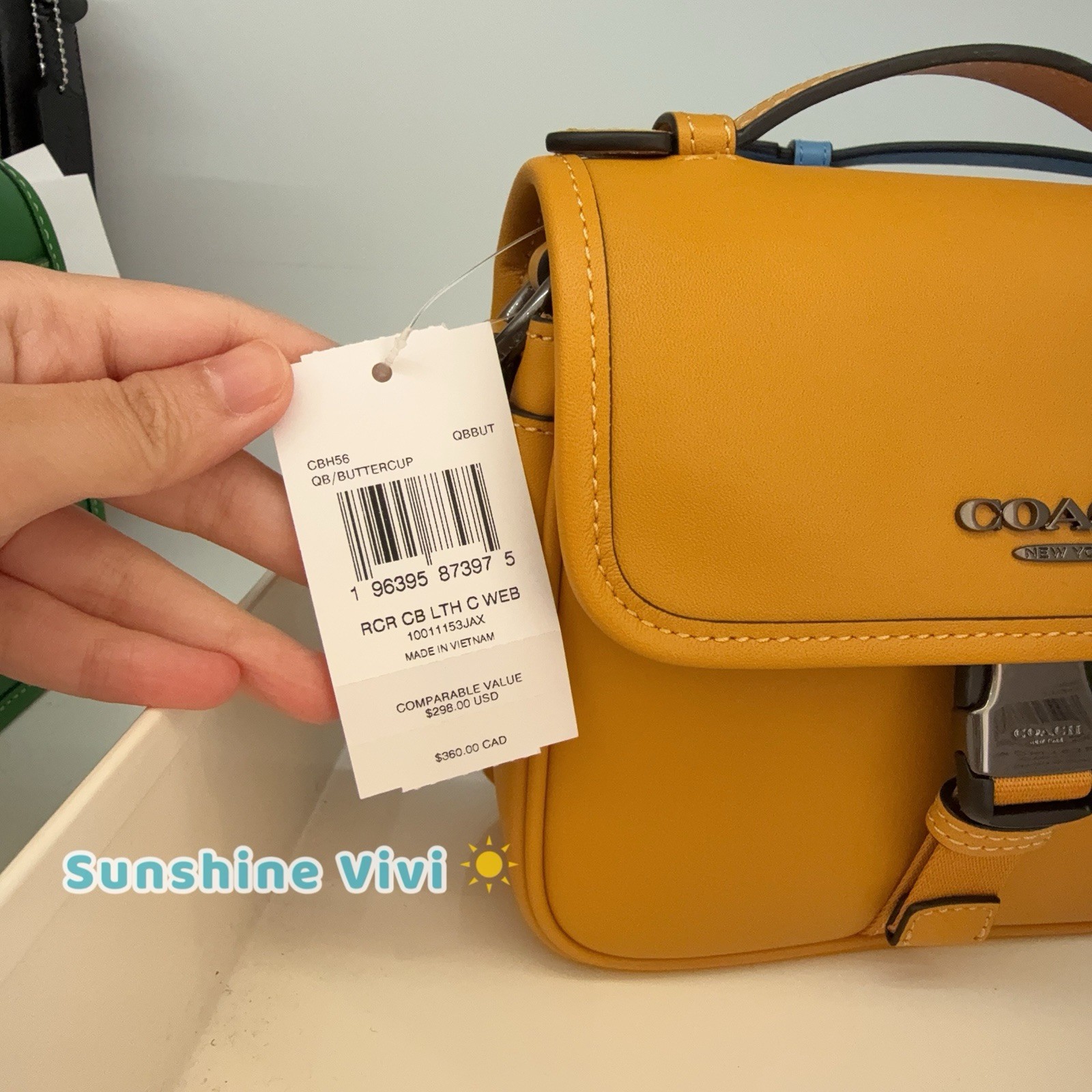 NWT COACH Racer Crossbody Bag Black Antique Nickel/Buttercup Leather CBH56