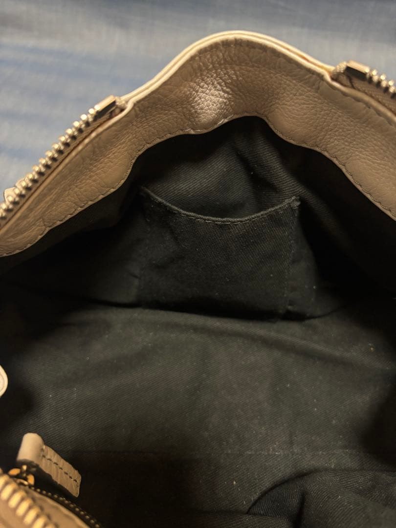 Chloe Paddington Handbag Key Cadena Gray Beige With Guarantee