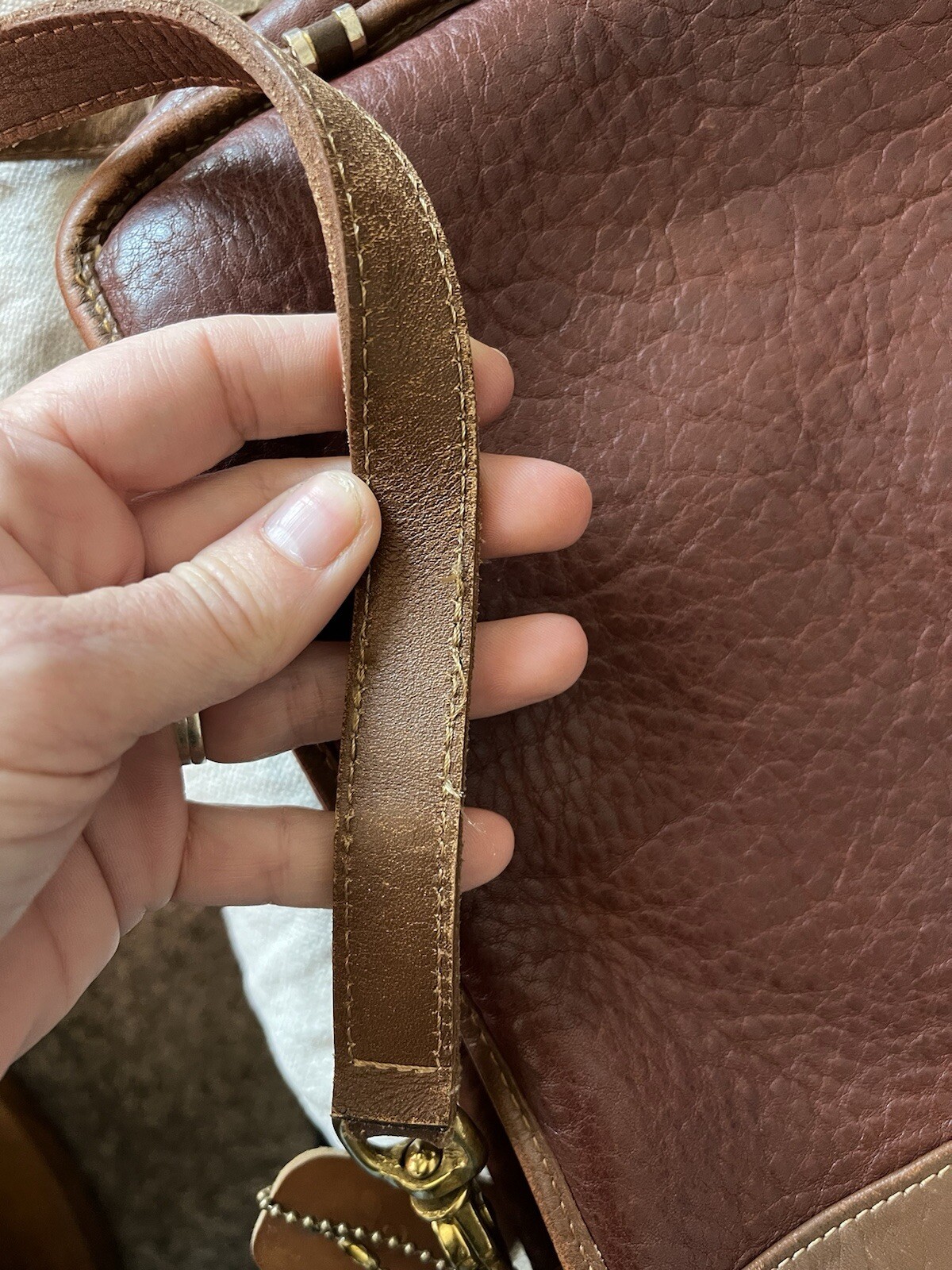 Vintage Brown Mitchell Luxury Leather Messenger Shoulder Bag Signed 1995