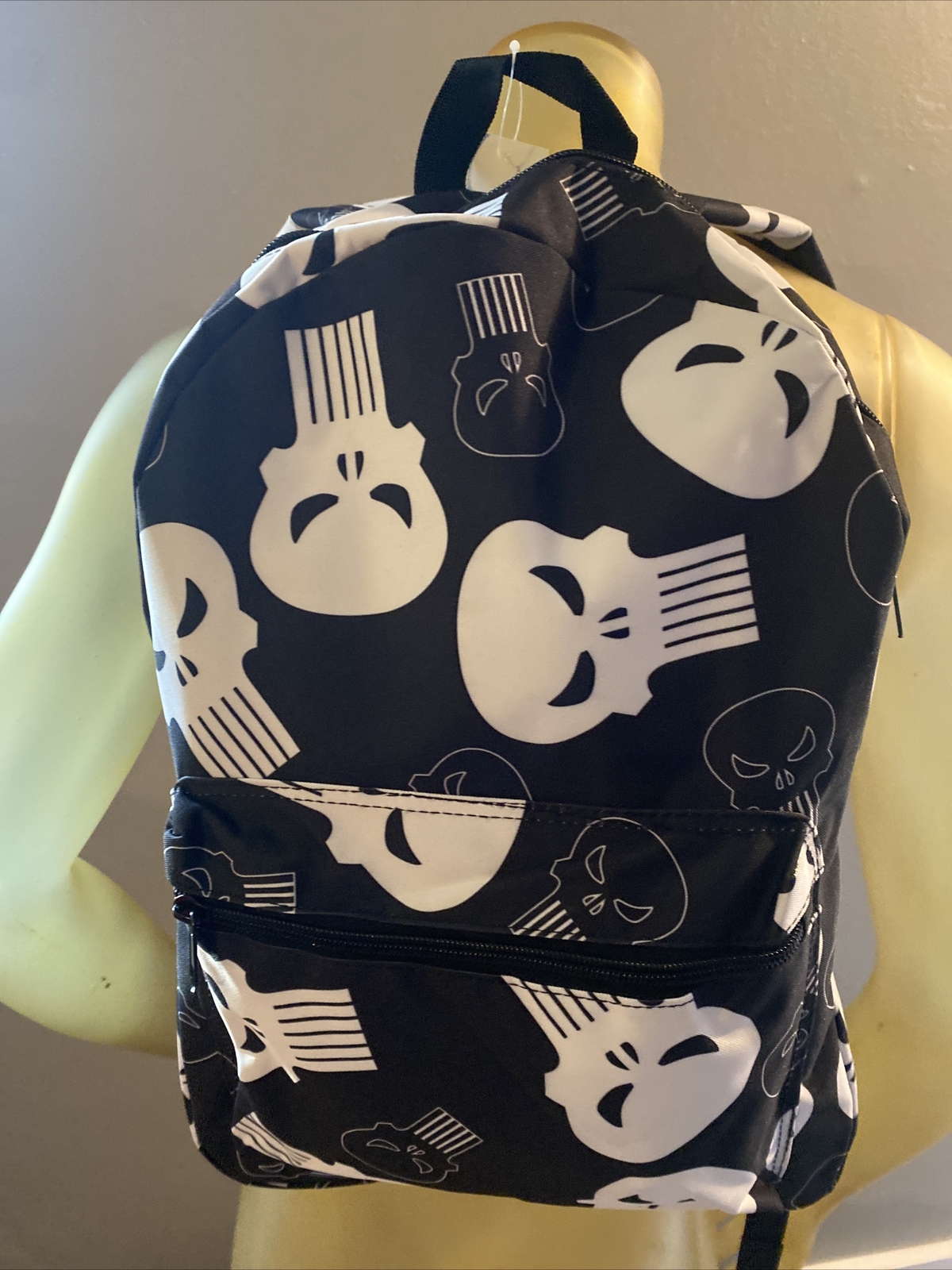 Punisher Backpack Marvel Black And White All Over Skull Backpack Bag