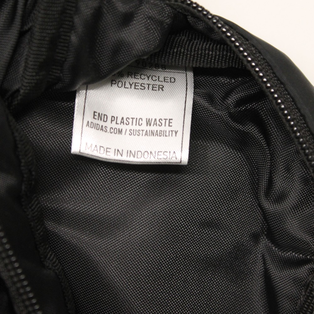 Adidas recycled polyester black padded hip Crossbody small zippered bag