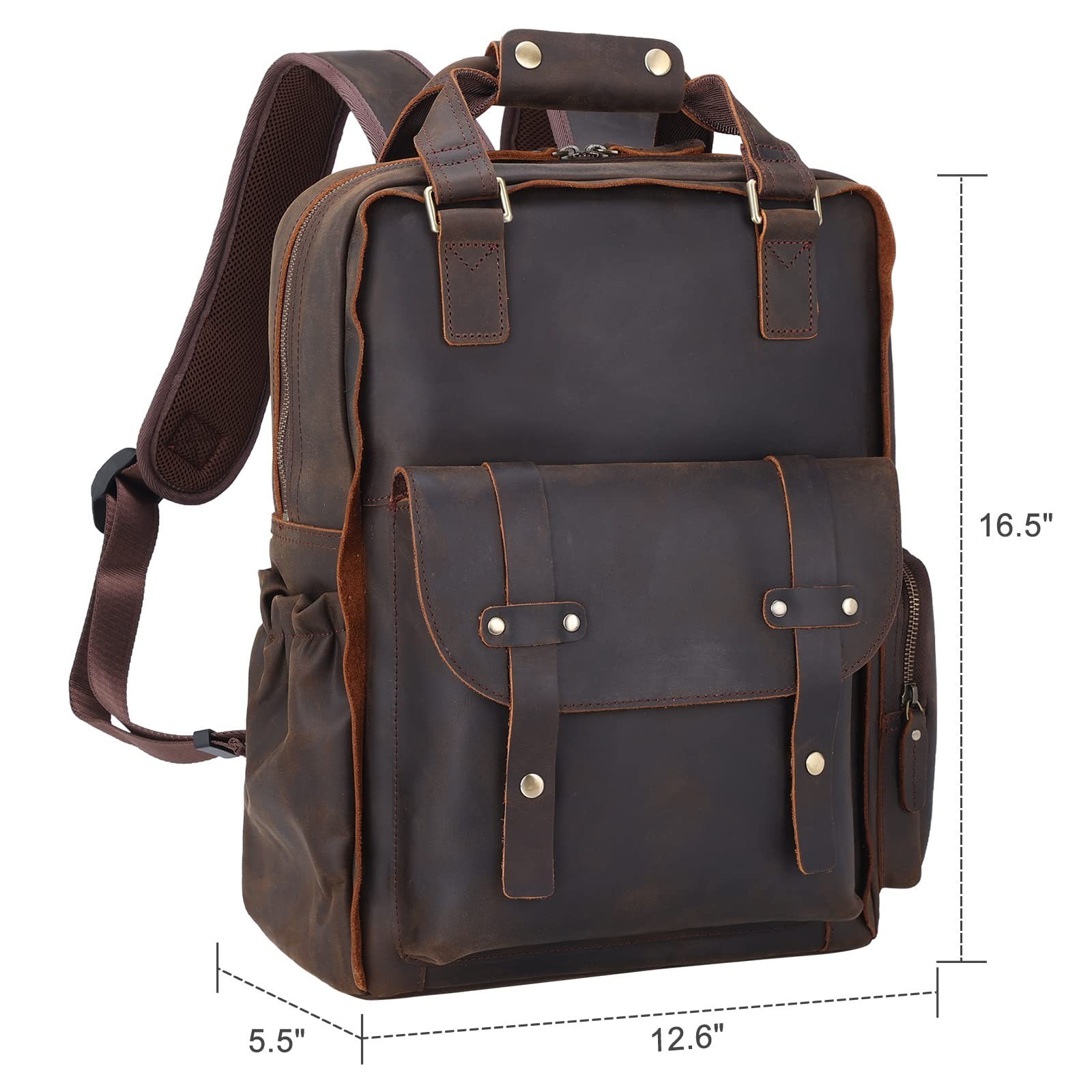 Genuine Leather 15.6″ Laptop Backpack for Men – Casual Rucksack, Business Travel