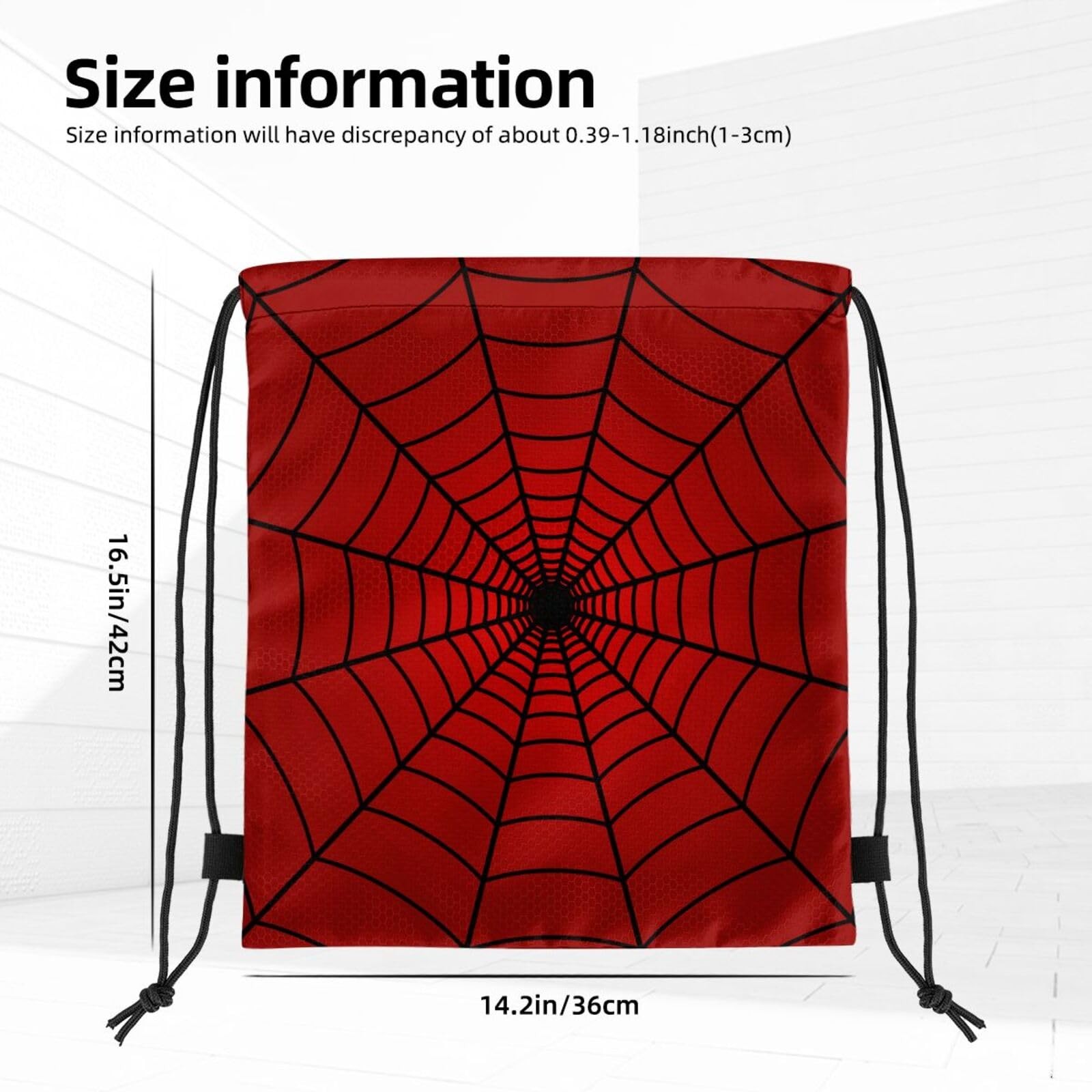 Red Spider Web Drawstring Bag Cobweb Pattern Sport Gym Sack for Travel Hiking