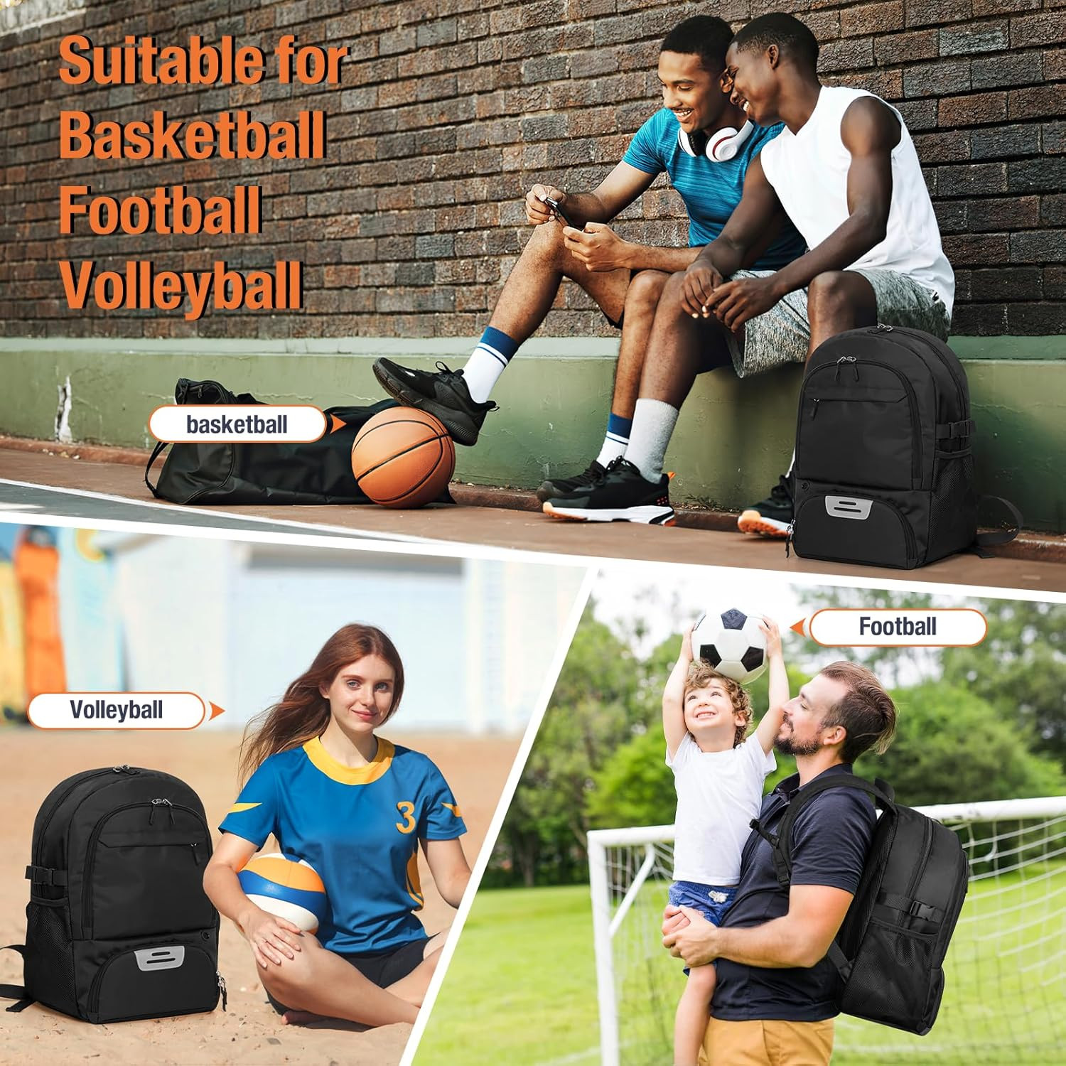 Basketball Backpack – Large Sports Equipment Bag with Ball Holder & Shoe Compart
