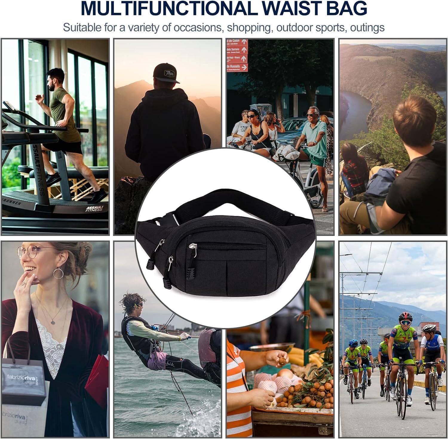 Men Women Fanny Pack Belt waist Bag Cross body Sling Shoulder Travel Sport Pouch