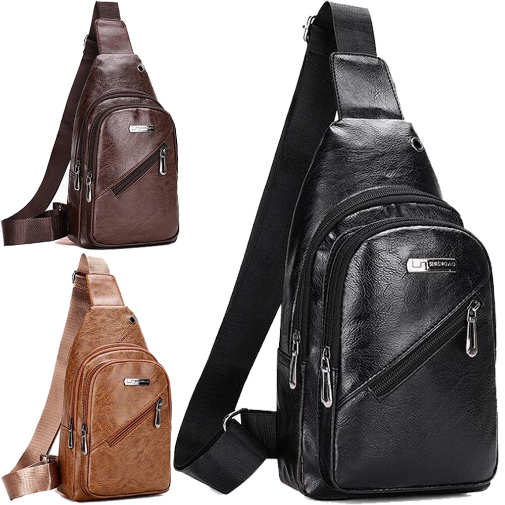 Waterproof Sling Bag Crossbody Backpack Mens Leather Hiking Daypack Multipurpose