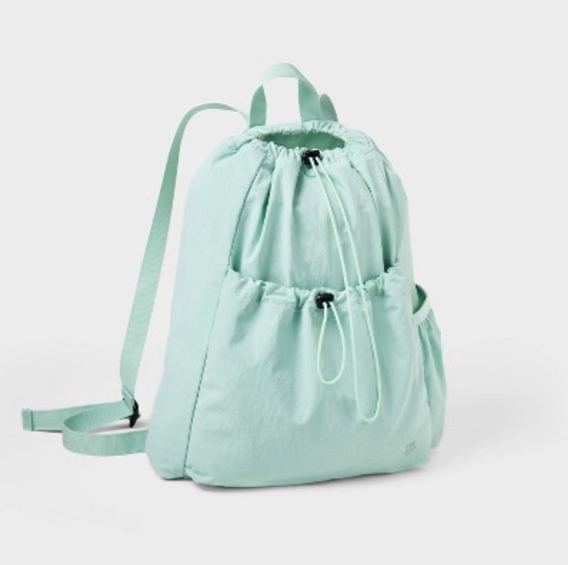 All In Motion 20L Cinch Backpack Adjustable Straps Water Repellent Mint GreenNew