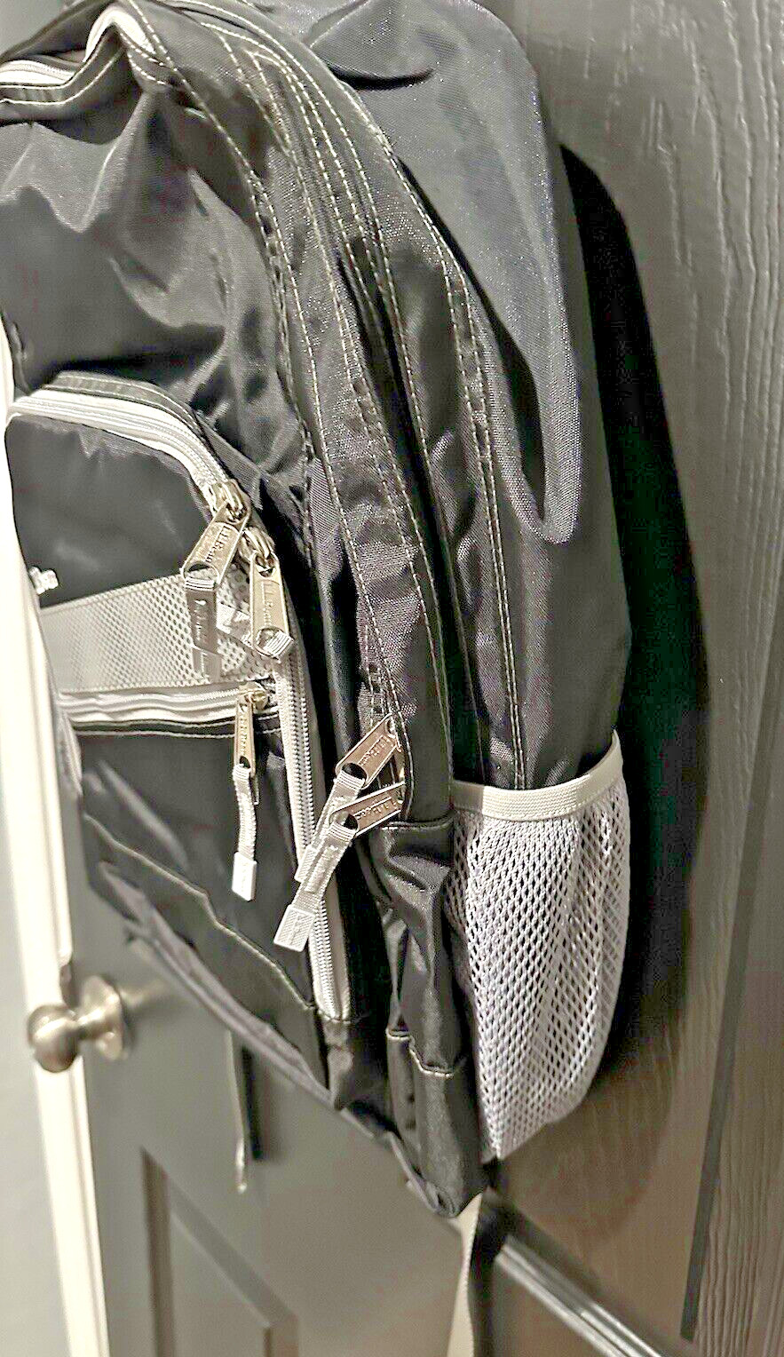 LL Bean Black Deluxe Backpack IV Laptop Bag with Gray Reflective Stripe New 37L