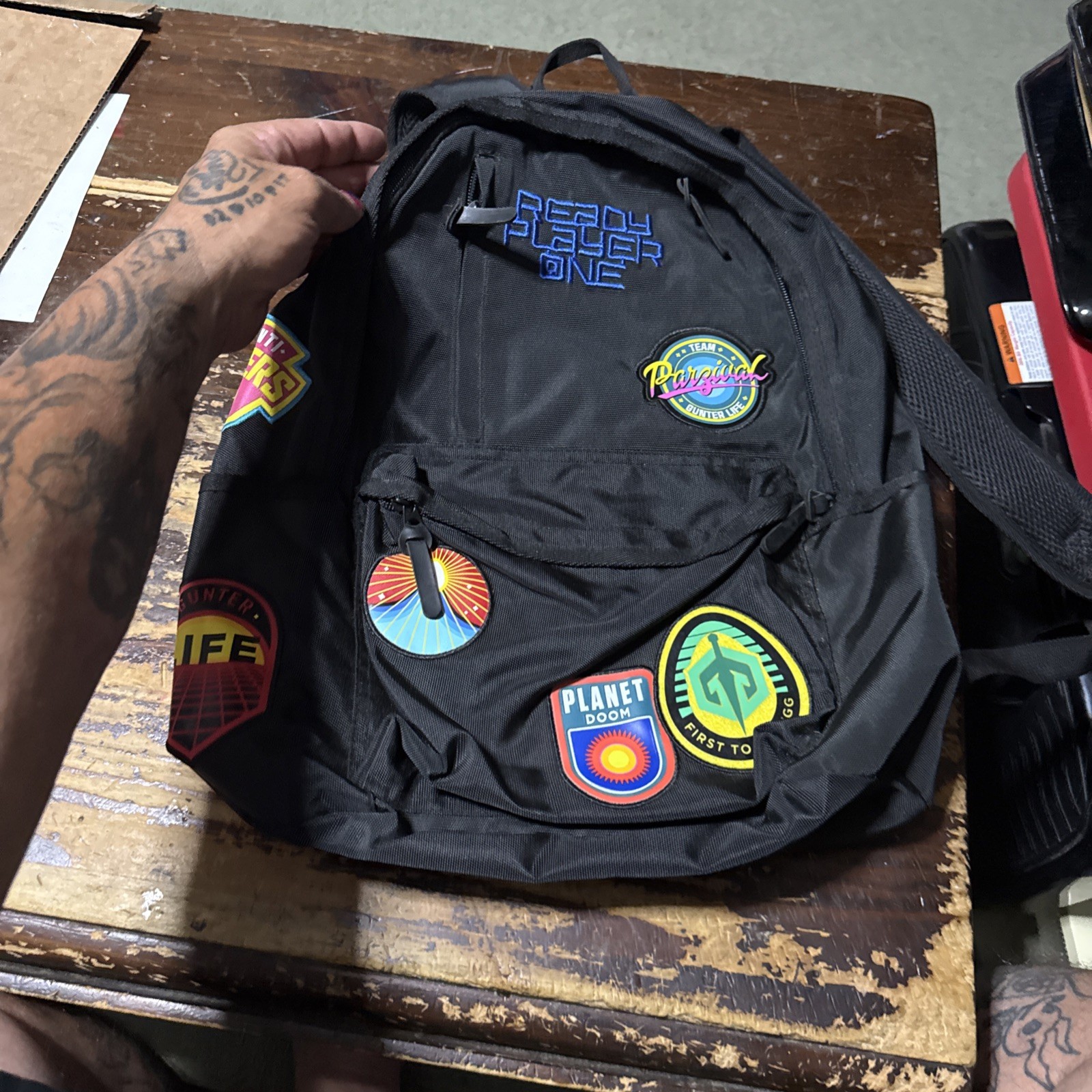 READY PLAYER ONE MOVIE BLACK ALL OVER PATCH X-LARGE LAPTOP BACKPACK