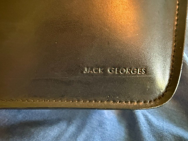 JACK GEORGES BLACK PROFESSIONAL BRIEFCASE; APPROX. 16″ X 12″; USA-MADE; CLASSIC