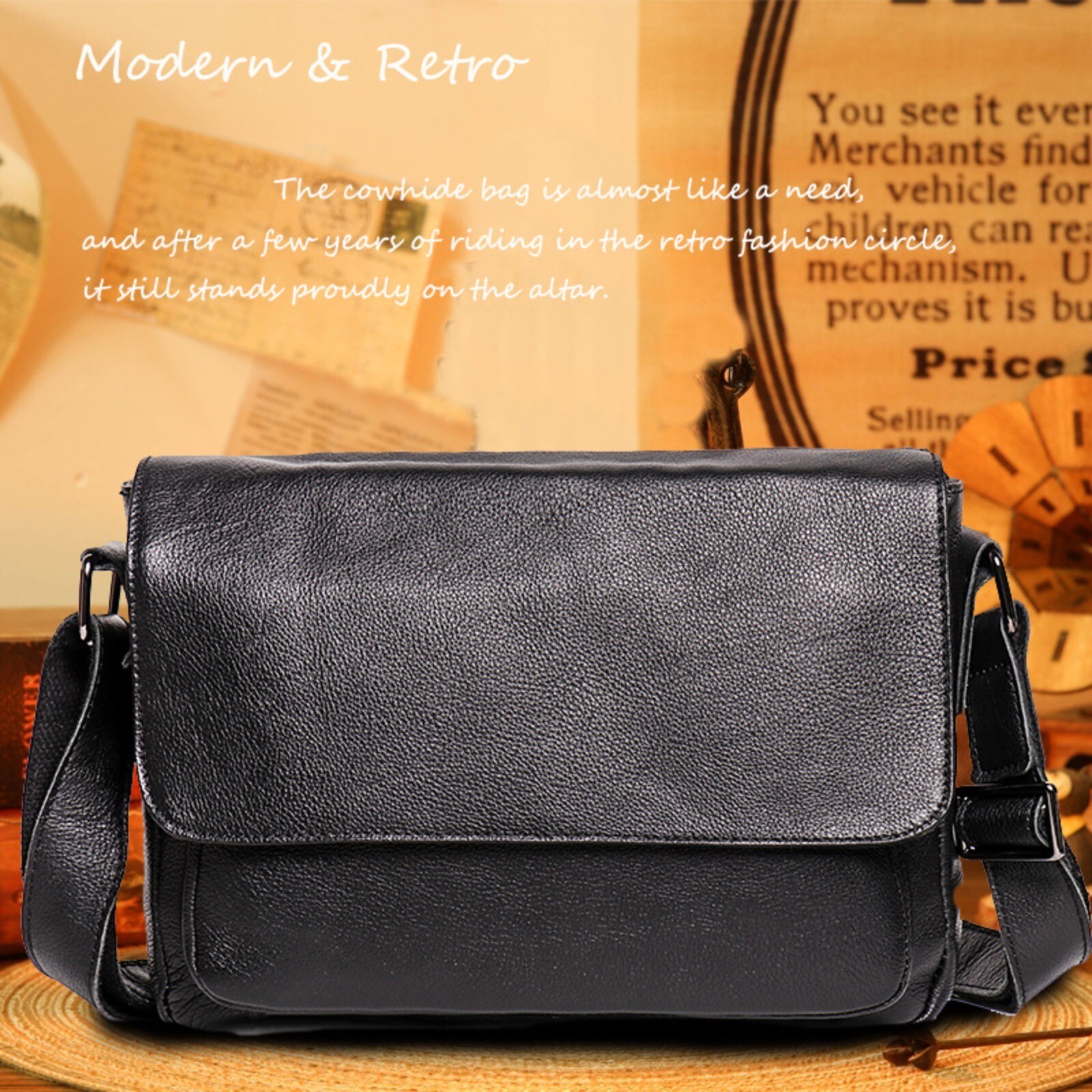Men Leather Crossbody Messenger Bag Shoulder Satchel for Work Travel Casual