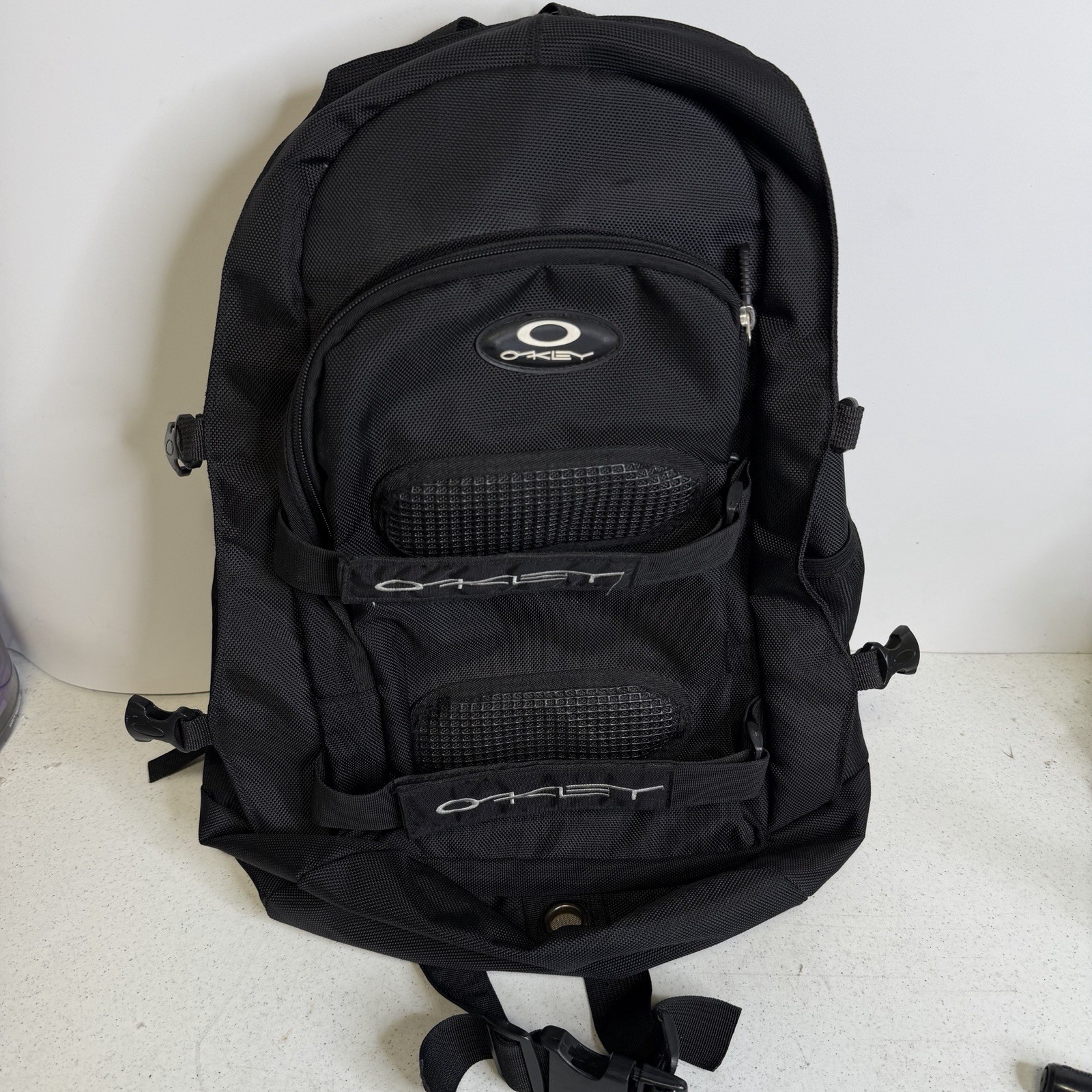 Vintage Oakley Big Logo Backpack Black Y2K Book Bag Tactical Style