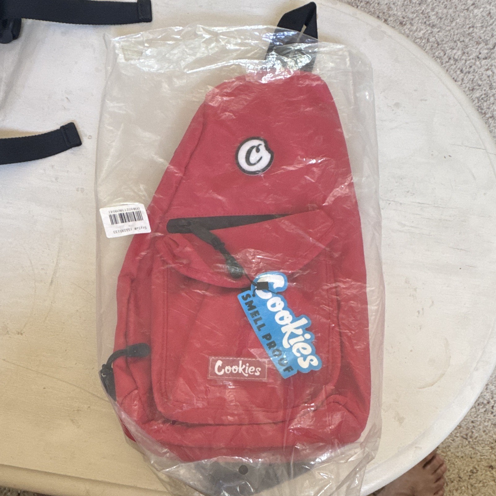 Authentic Cookies Smell Proof Small Sling Crossbody Bag Red/Black Zip Closure