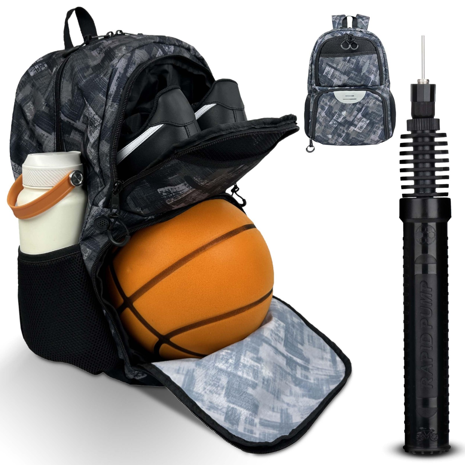 Multi-Sport Backpack with Pump – Soccer & Basketball Bag, Separate /Shoe Comp…