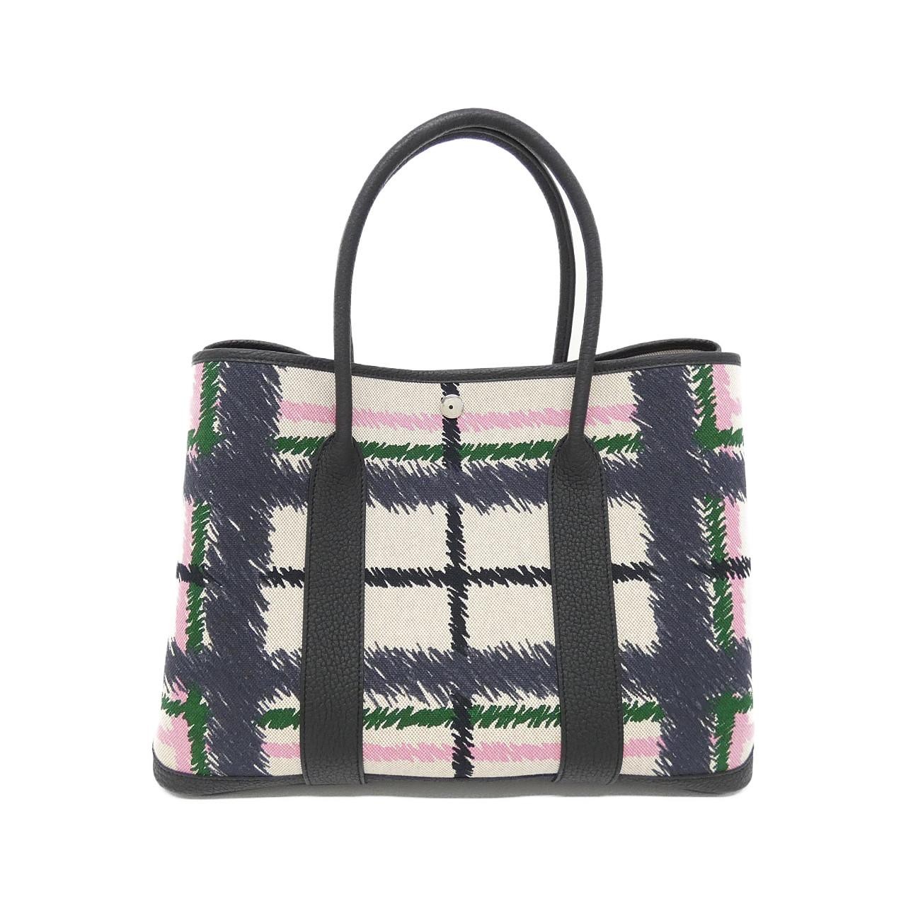 Authentic Hermes Tartan Cross Garden Party 14.2″ 086513CK Bag #230-000-454-1805