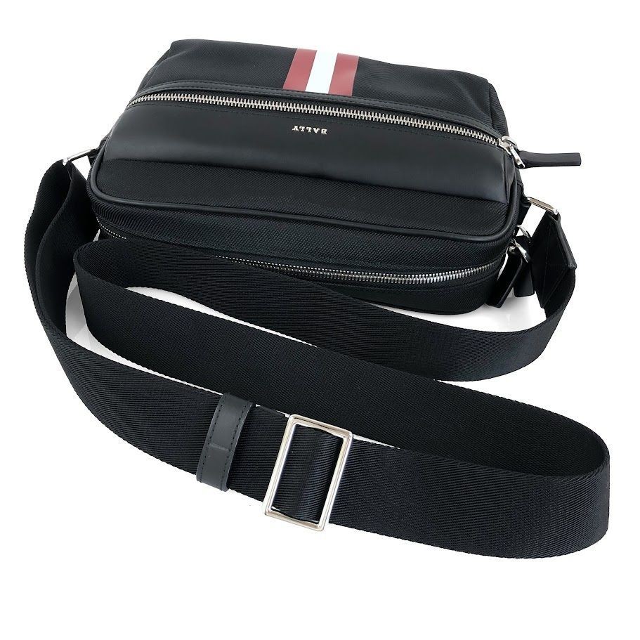 BALLY Authentic shoulder bag in nylon and leather black 18.5×26cm w/dustbag