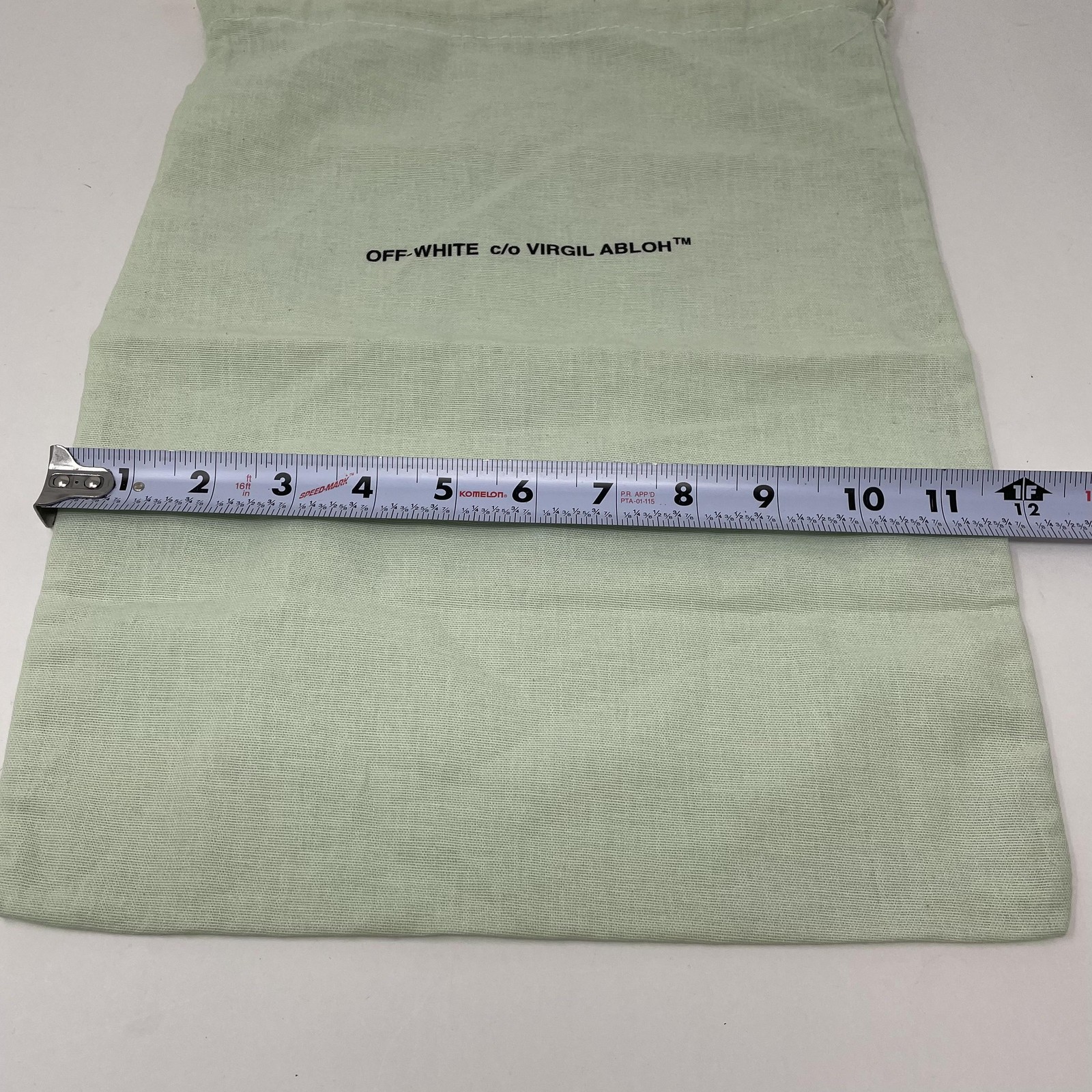 Off-White Drawstring Dust Bag Medium Green Cotton Logo Storage Virgil Abloh