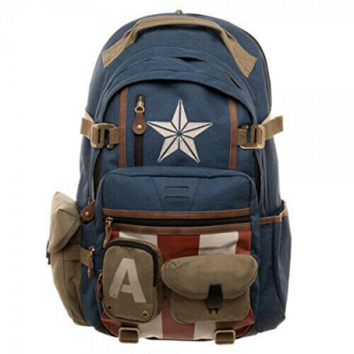 Marvel Captain America Batman Deadpool Backpack Avengers Zipper Schoolbag New