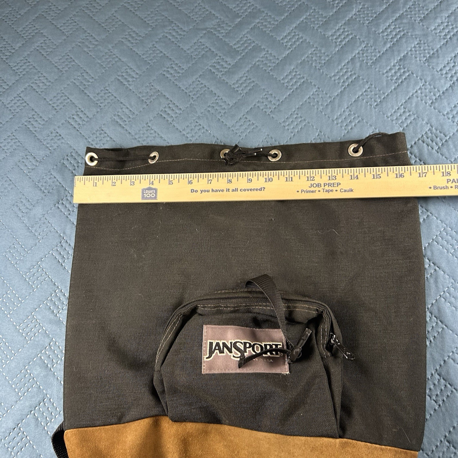 Vintage Jansport Leather Bottom Backpack Cinch Day Pack Suede 1990s USA Retro