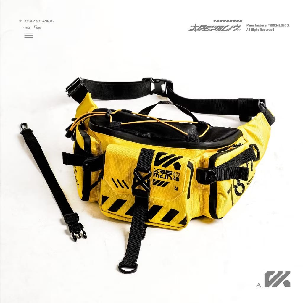 Kremlin Cyrax Double Strap Sling Waist Chest Bag Fullzip Futuristic Crossbody