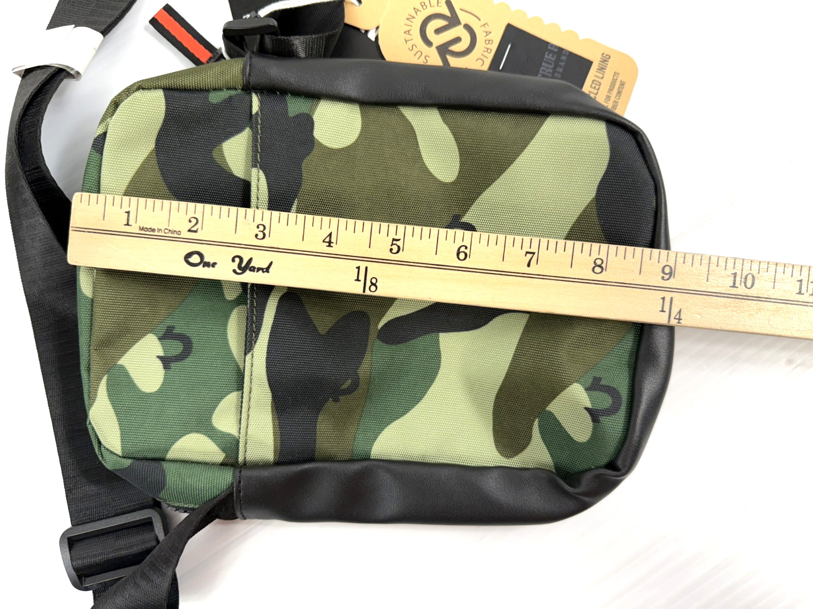True Religion Nylon Sling Bag Adjustable Strap Camouflage