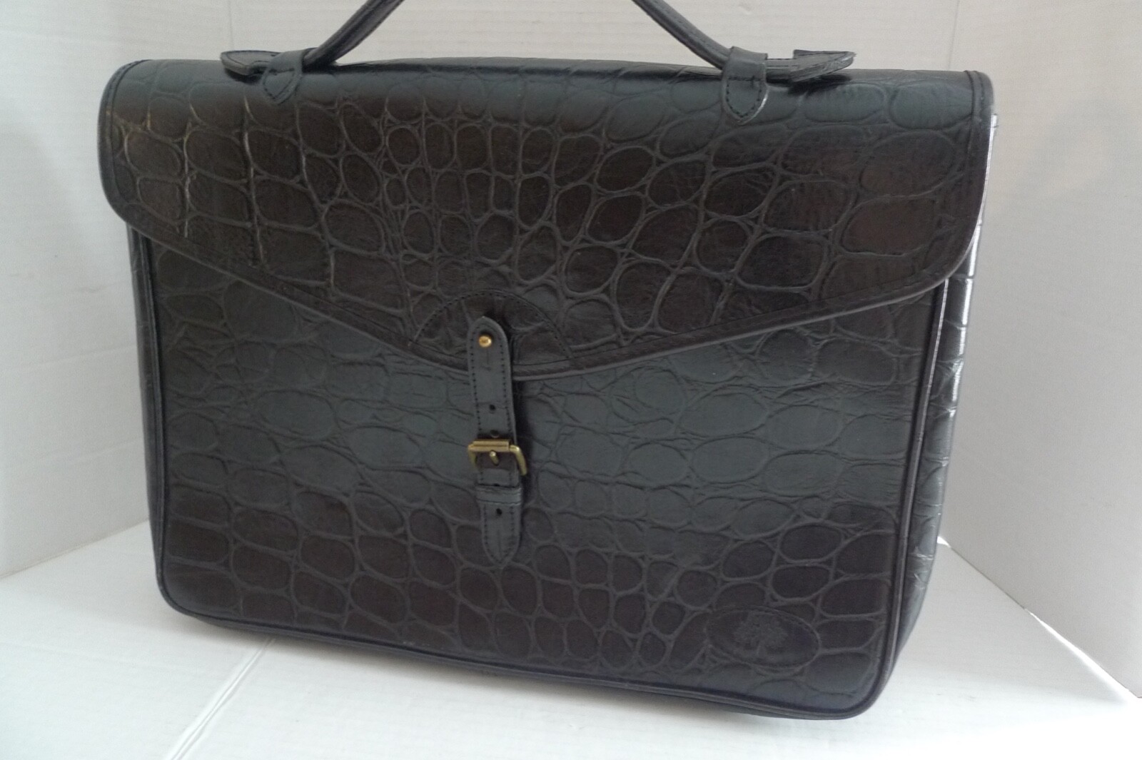 MULBERRY – LEATHER BRIEFCASE- ATTACHE – CROC PATTERN – MADE IN ENGLAND