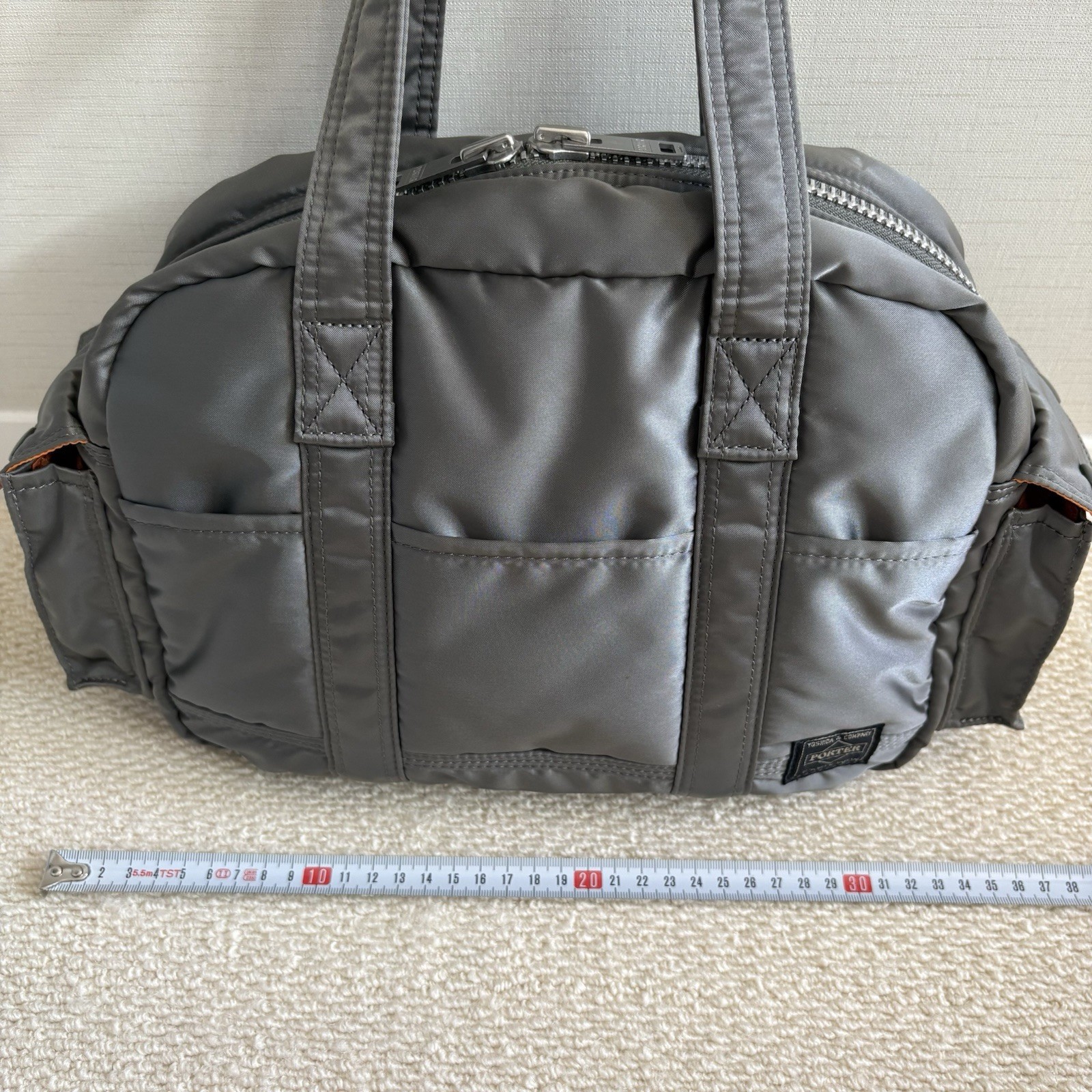 Yoshida PORTER TANKER Boston Bag Silver Gray Unused Japan 30cm×22cm×11cm