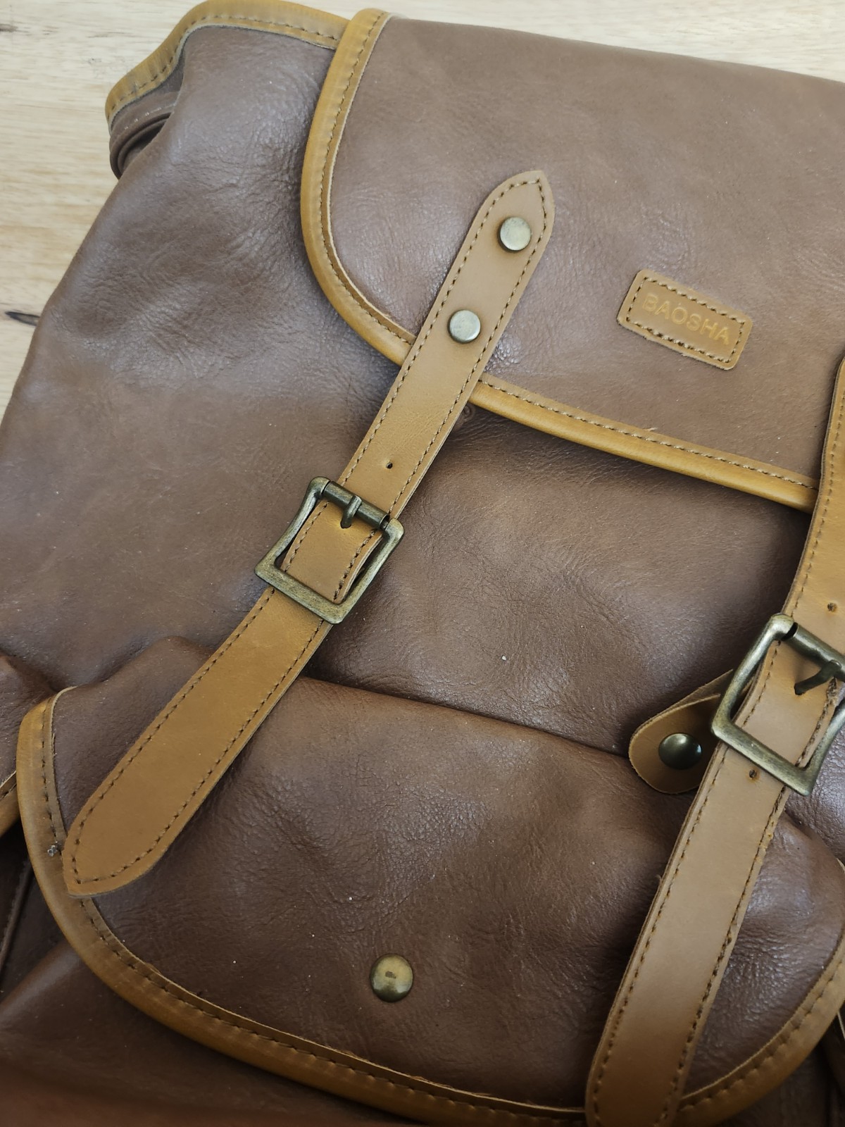 Vegan Leather 15.6 inch Laptop Backpack Hiking Camping Backpack Satchel Bookb…