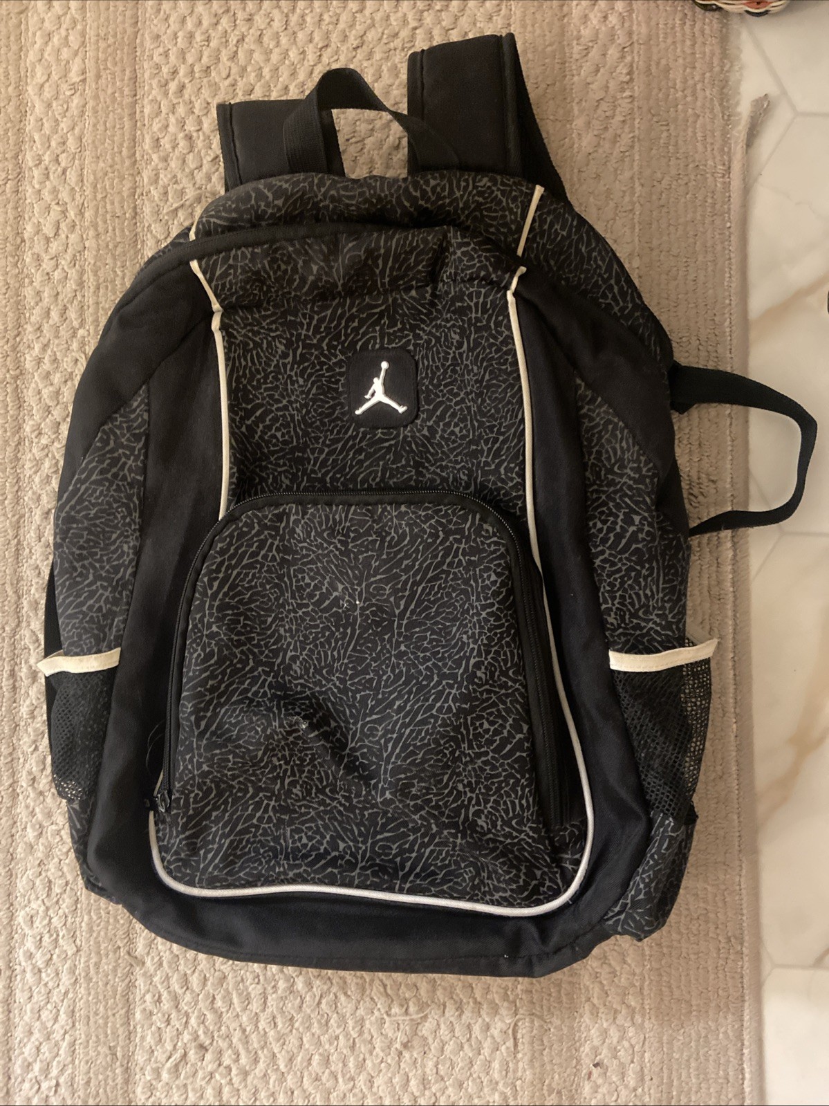 Jordan Jumpman 23 Cement Elephant Print Backpack Black Gray White