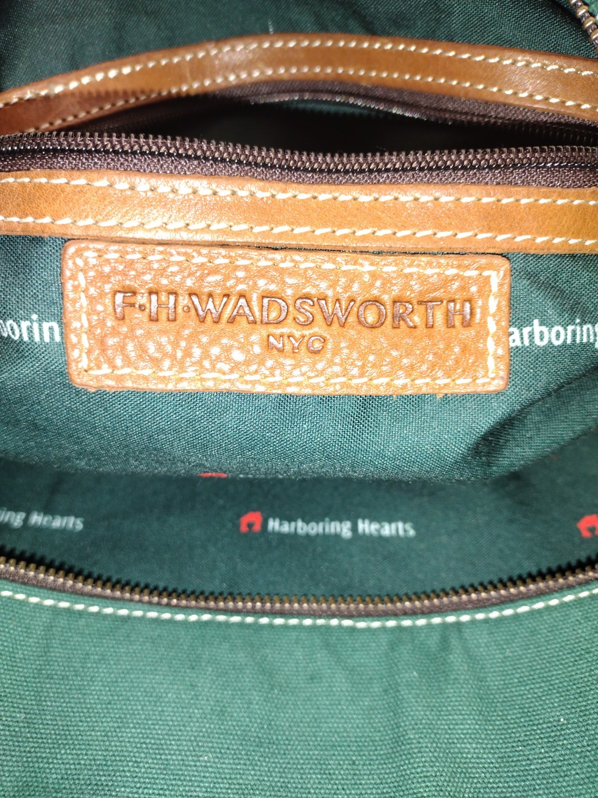 Harboring Hearts FH Wadsworth NYC Canvas Leather Trim Weekender Duffel Bag