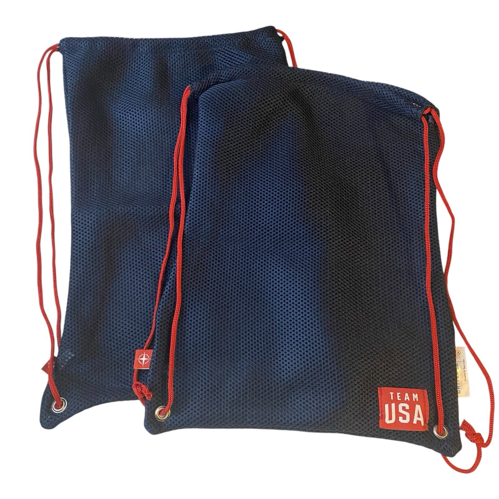 Team USA Olympic Gym String Bag Navy Blue Red Backpack Workout Gym Bag Lot Of 2