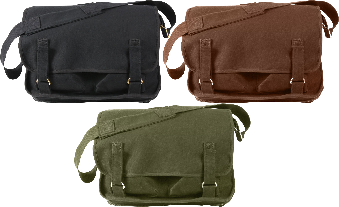 European Shoulder Bag School Heavy Duty Cotton Canvas Messenger Satchel