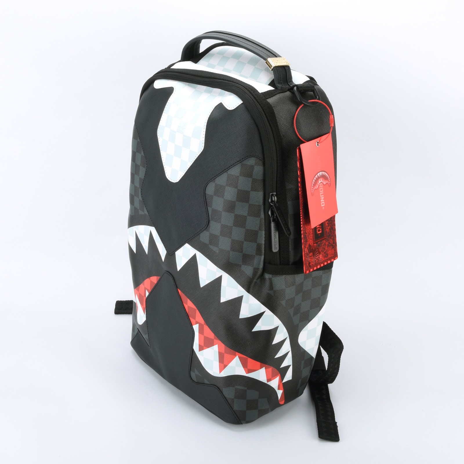 Sprayground Shark Triple Decker Heir To The Throne Backpack Unisex Plaid Black