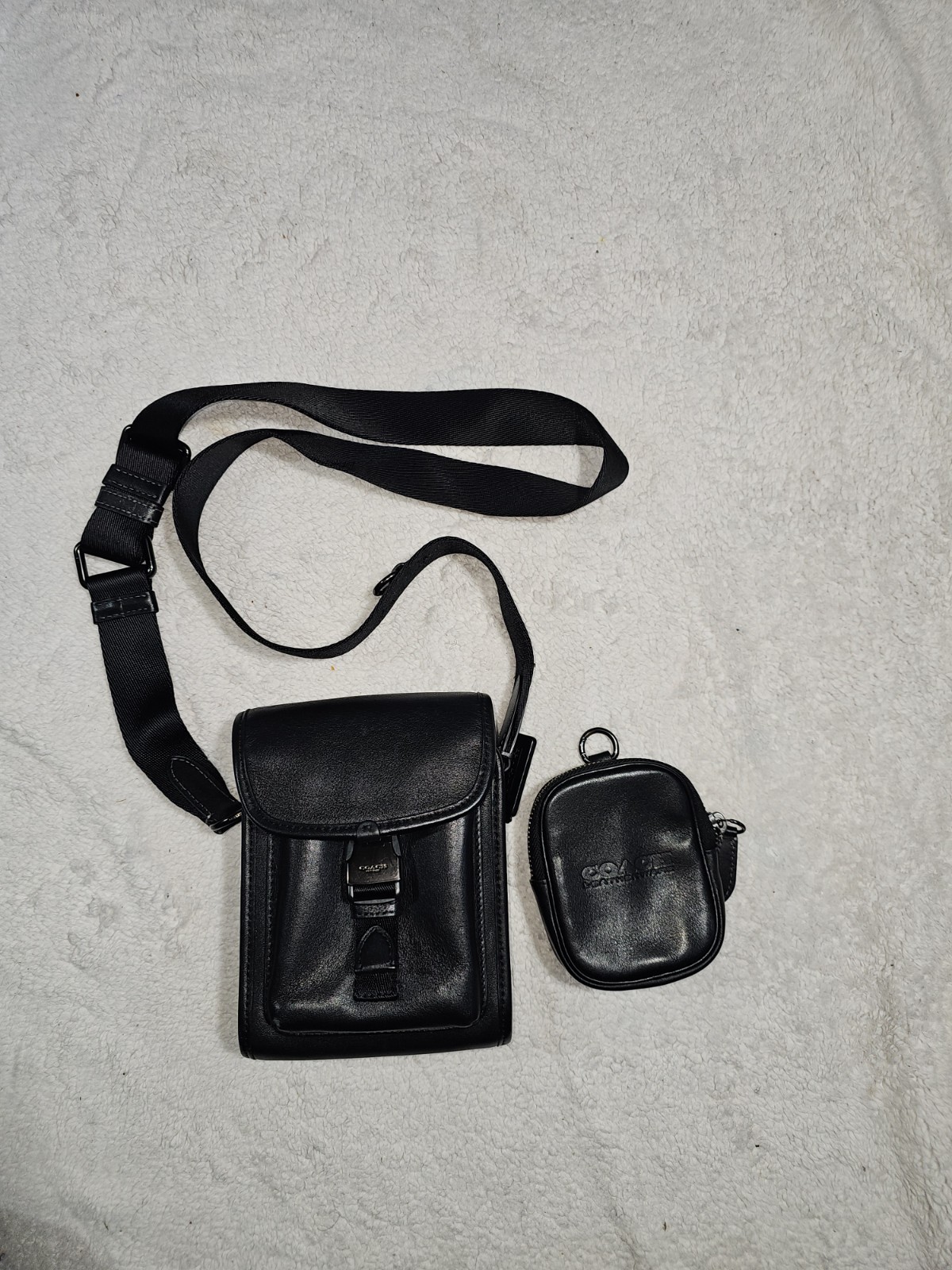 Coach Charter North South Pouch Crossbody Black Leather 2 in 1 C2388