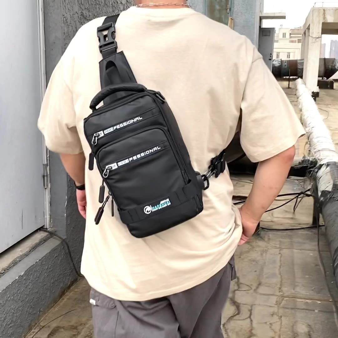 Men Waterproof Nylon Sling Crossbody Bag USB Shoulder Chest Pack Backpack