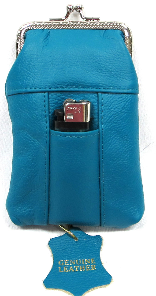 2pc in 2Color Leather Cigarette Soft Case TURQUOISE 100s+120s Blk Brown Pink Red