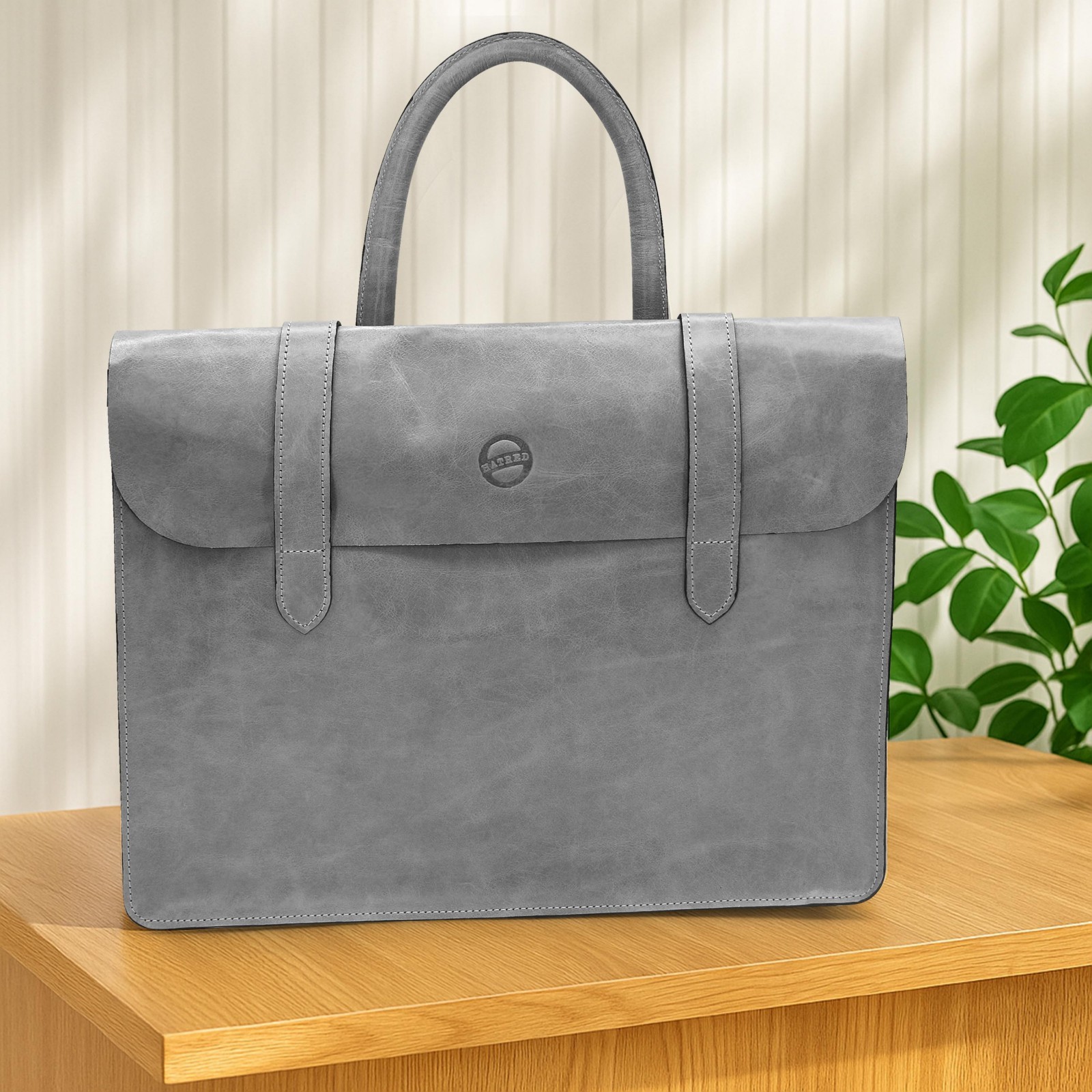 Document iPad Handmade Music Bag Grey Genuine Leather Unisex Messenger Briefcase