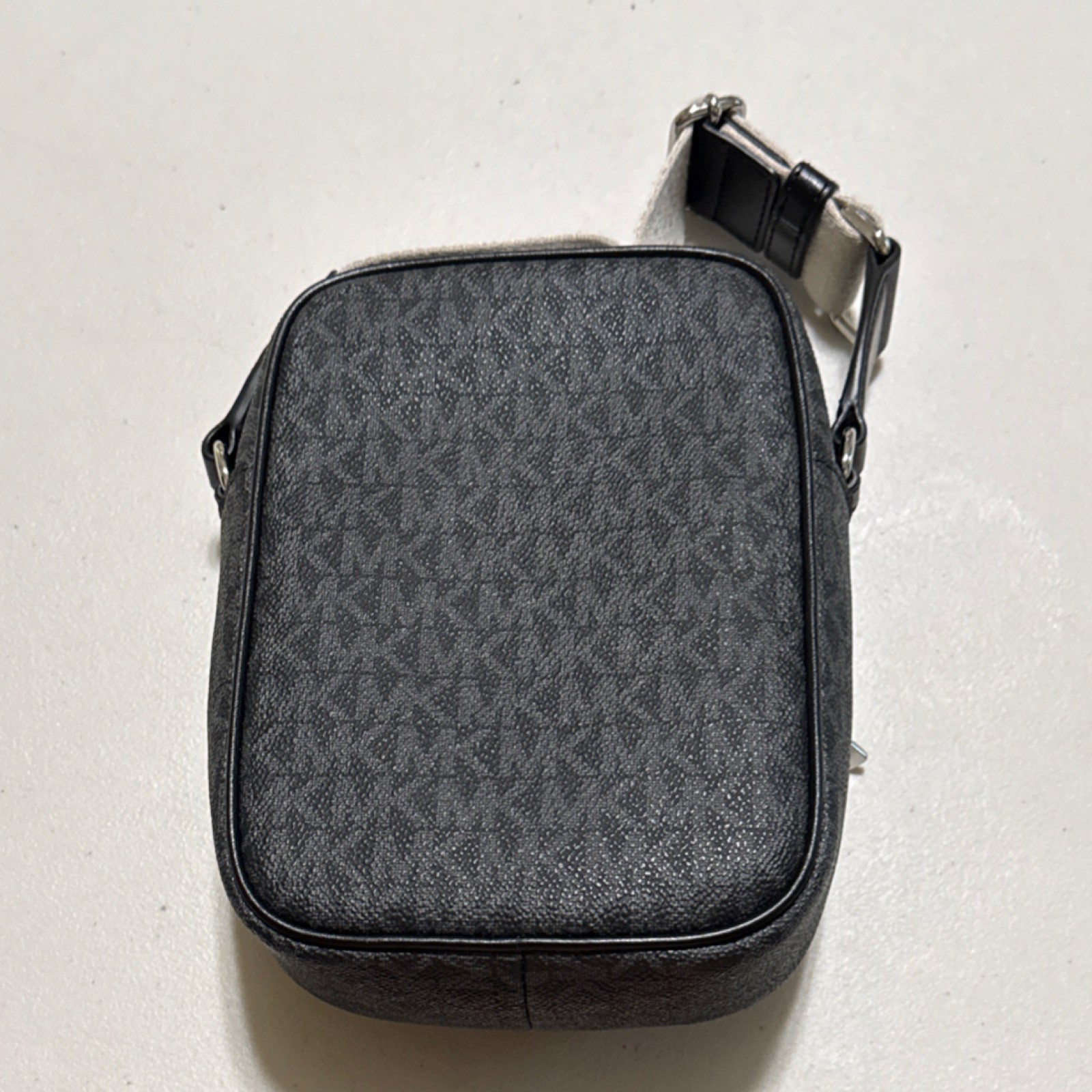 Michael Kors Gray Logo Print Men’s Crossbody Bag with Outer Pockets