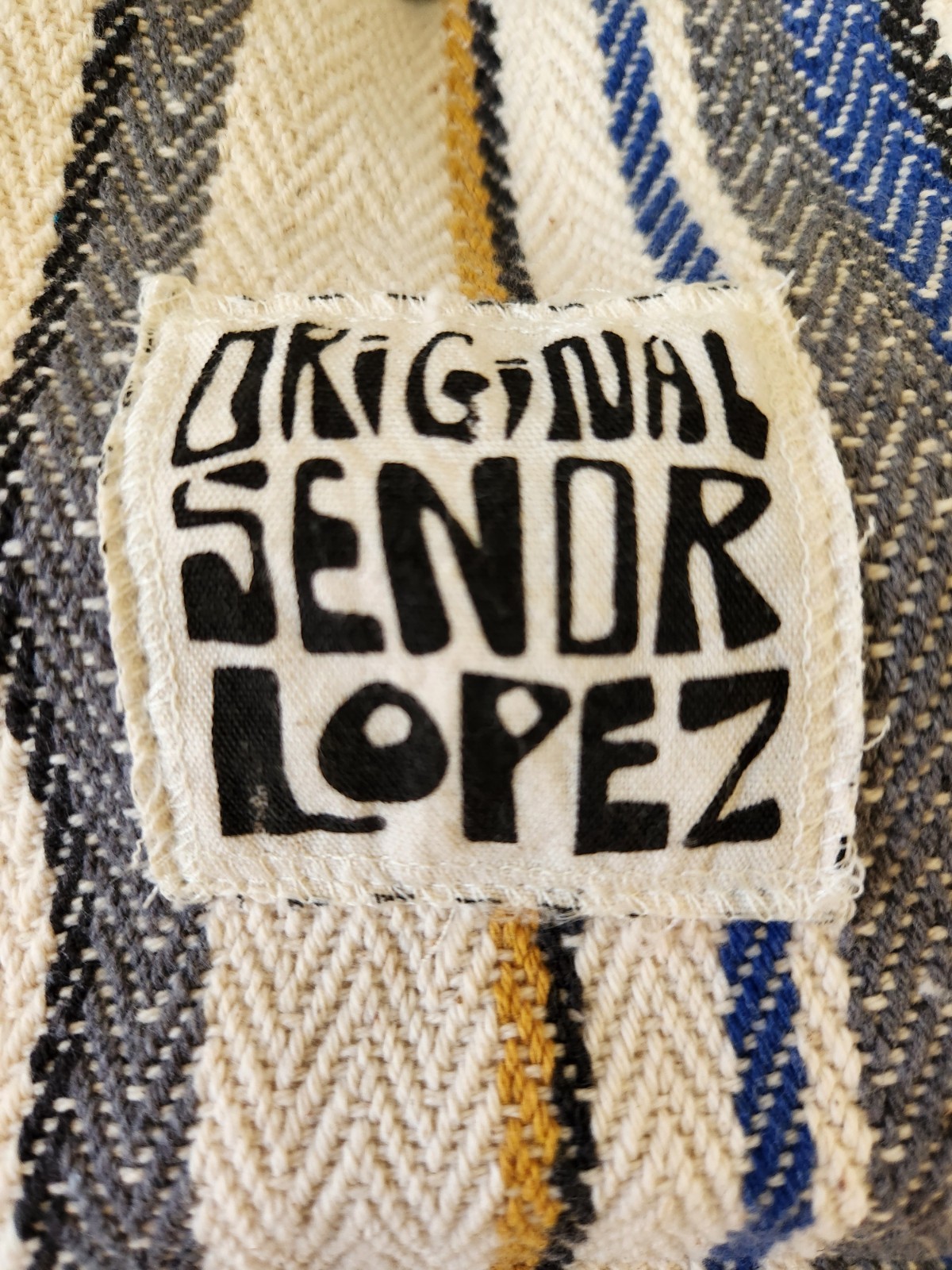 Original Senor Lopez Baja Backpack Striped Mexican Hippie Boho Beach Bag Recycle