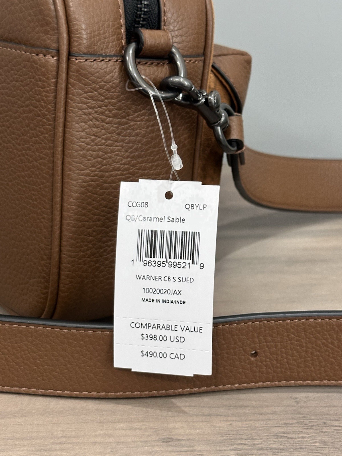 COACH CCG08 Warner Crossbody Bag In Signature Suede & Refined Pebble Leather
