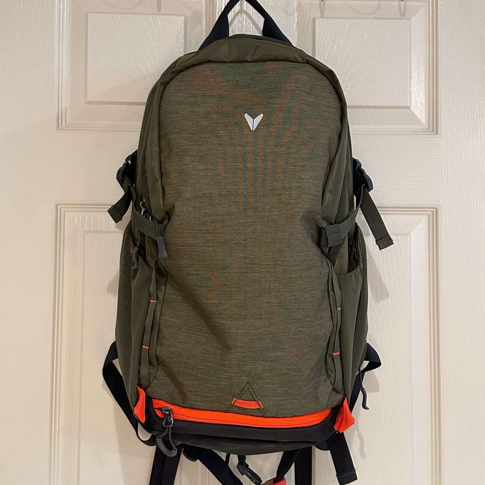 Bondka Backpack Olive Green Orange Trim Hiking Travel Commuter Daypack 17in