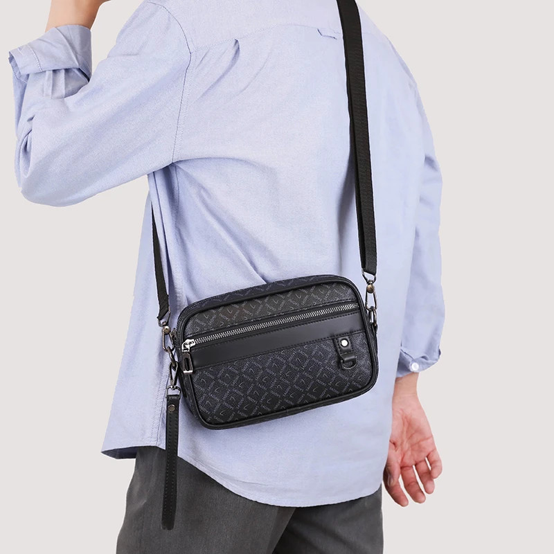 Men Shoulder Bag Faux Leather Multifunctional Waist Clutch Strap Crossbody