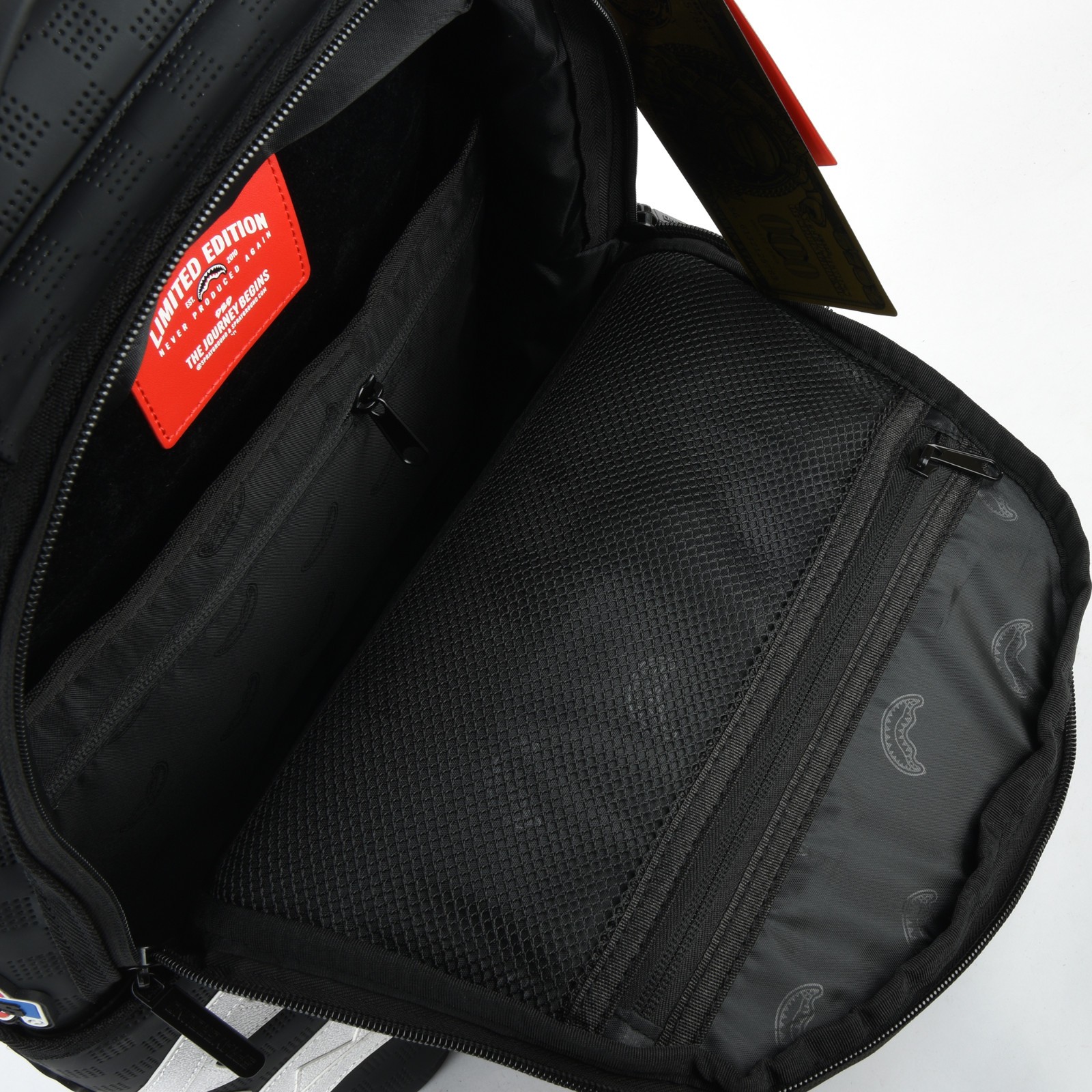 Sprayground Global Mogul Billionaire Shark Leather Bag Backpack Unisex Black