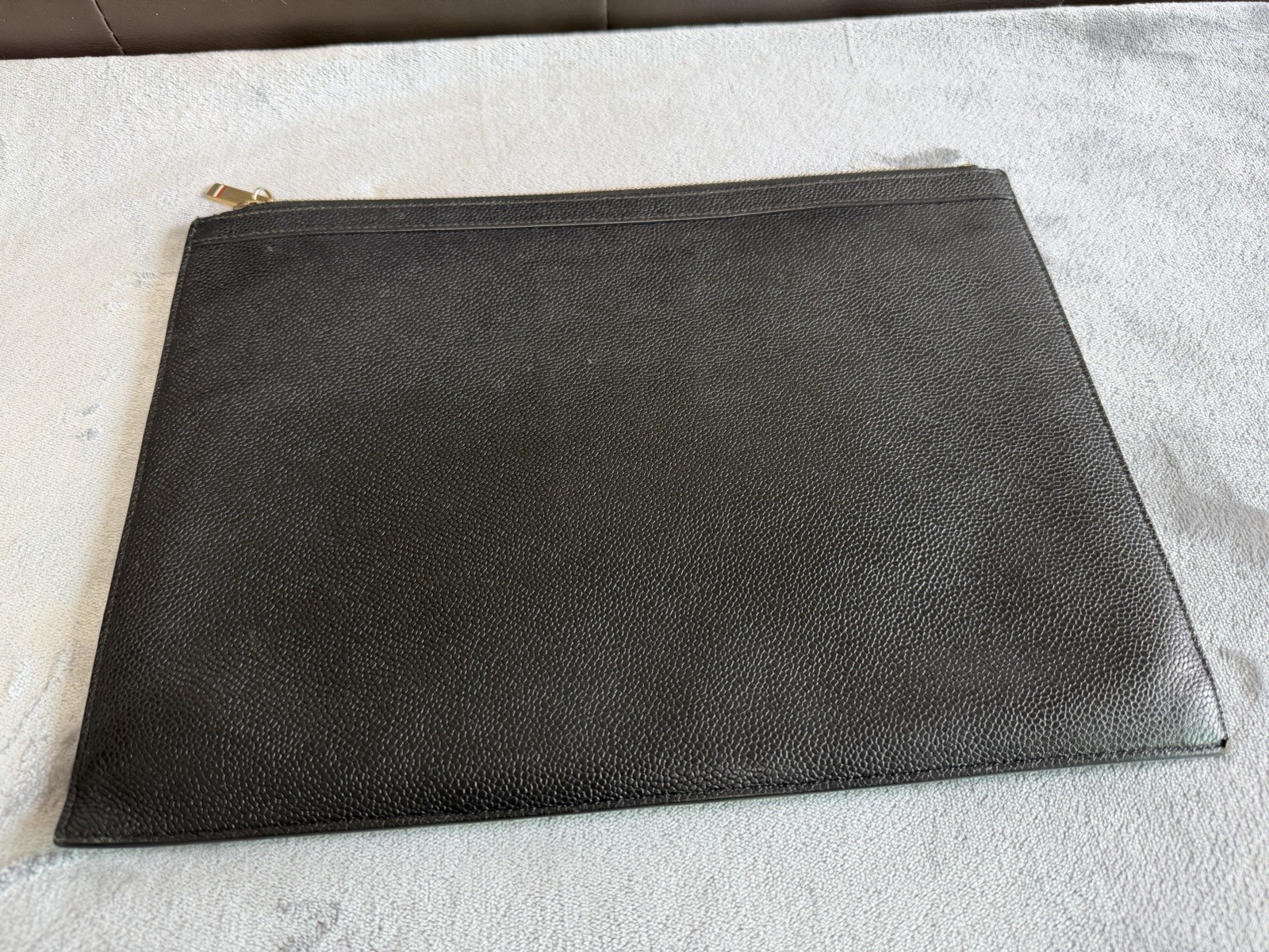 Thom Browne Black Leather Clutch Bag Authentic Luxury Pouch Men’s