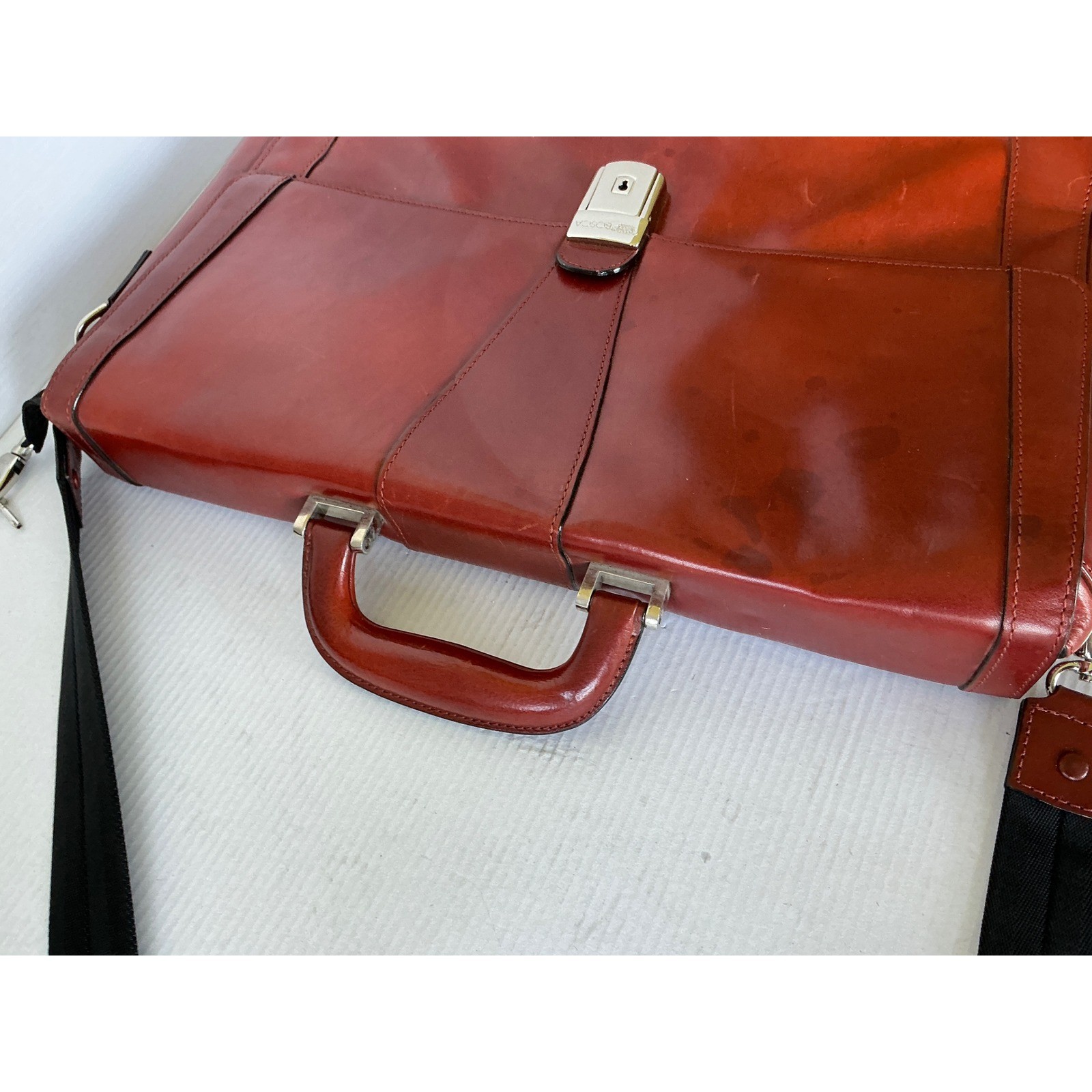 Bosca Leather Messenger Bag Amber Briefcase Laptop Crossbody Professional