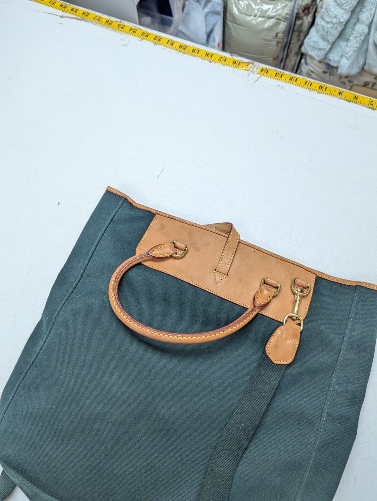 DOONEY & BOURKE Canvas Leather Dark Green Bag Tote Cabriolet